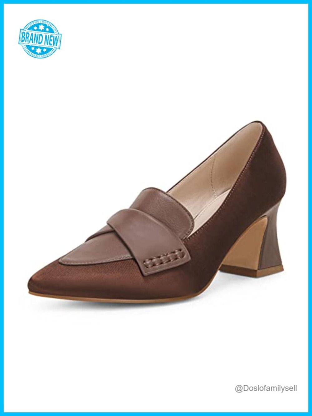 Women's Chunky Block Low Heels Pumps Stitching Retro Work Office Dress Shoes